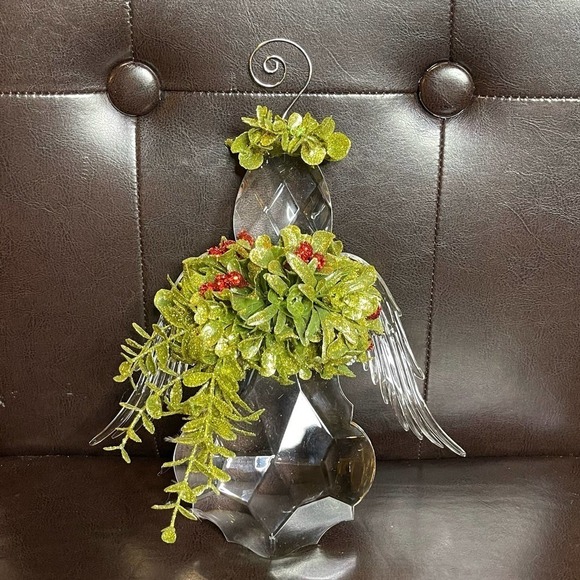 Mistletoe Faceted Lucite Crystal Angel Ornament 9” Extra Large - Picture 1 of 10